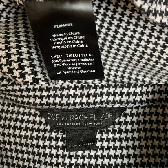 Rachel Zoe Black & White Shepherds check Flutter Sleeve Aline Dress Women's 6 - Picture 12 of 12